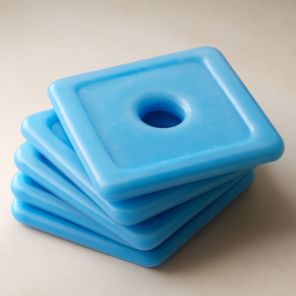 Best ice packs for coolers arranged beside a cooler and lunch box