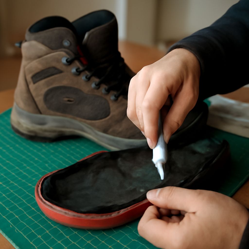 Boot sole glue for repairing a worn boot sole