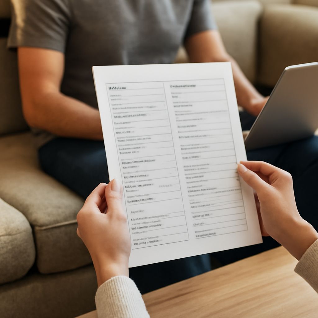 Apartment move checklist beside keys and boxes