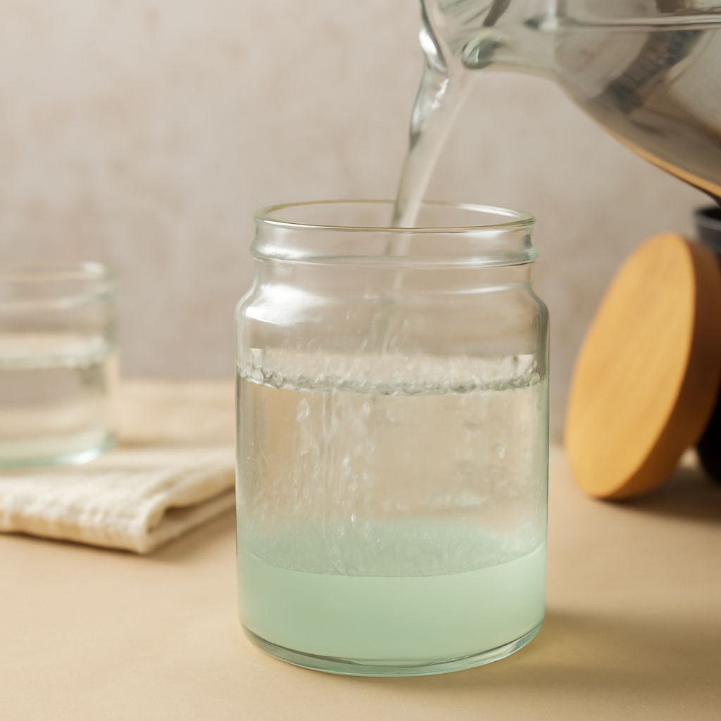 Candle jar with hardened wax ready for removal