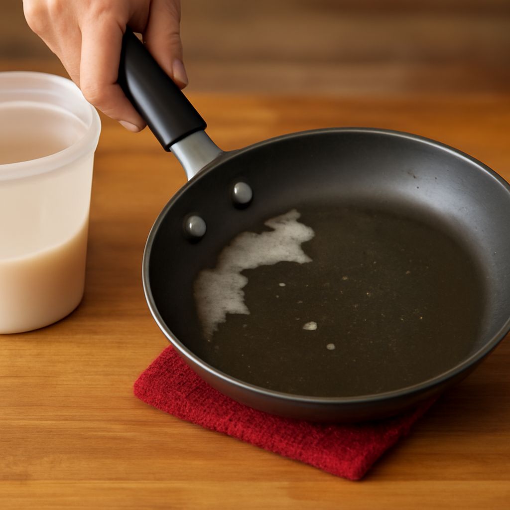 Cooled bacon grease being sealed in a container for disposal