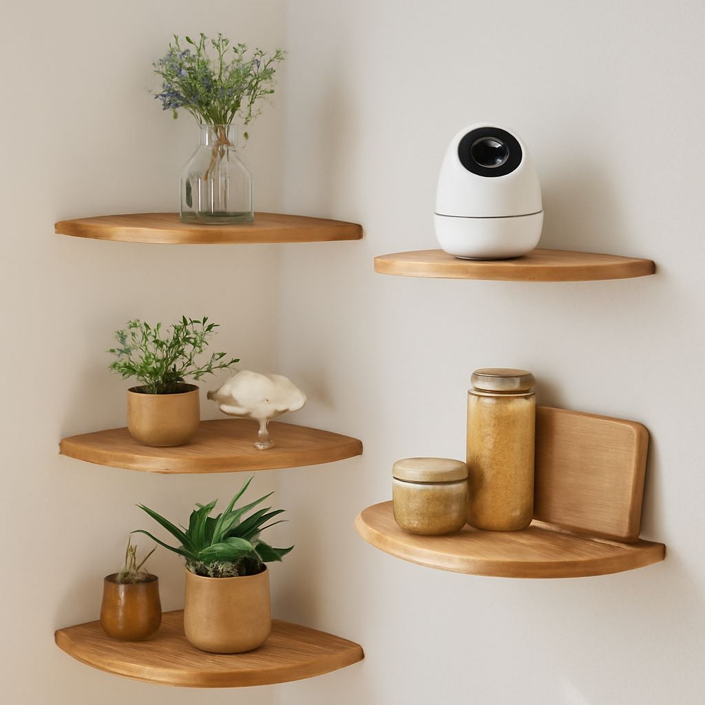 Triangular corner shelf with concealed wall support