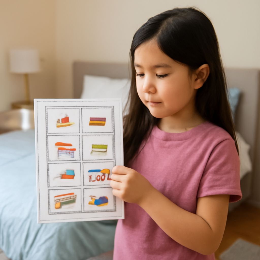 Room-by-room home cleaning checklist with supplies and a tidy living space