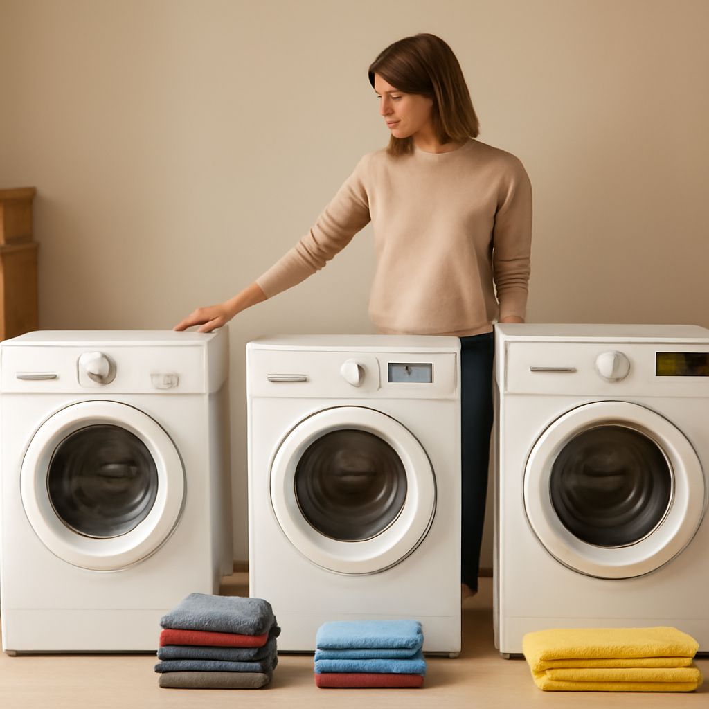 Washer dimensions chart showing cabinet measurements and installation clearances