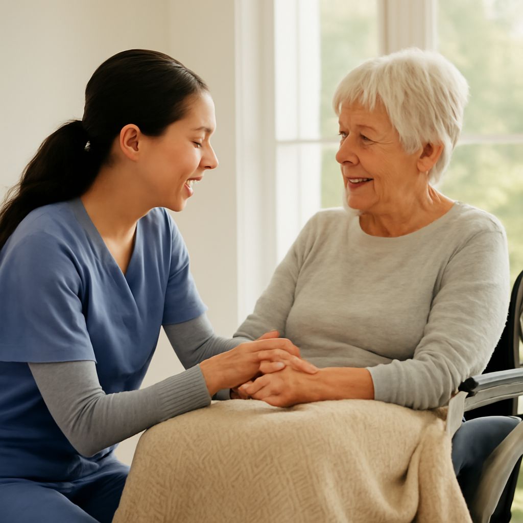 Senior caregivers assisting with home care tasks